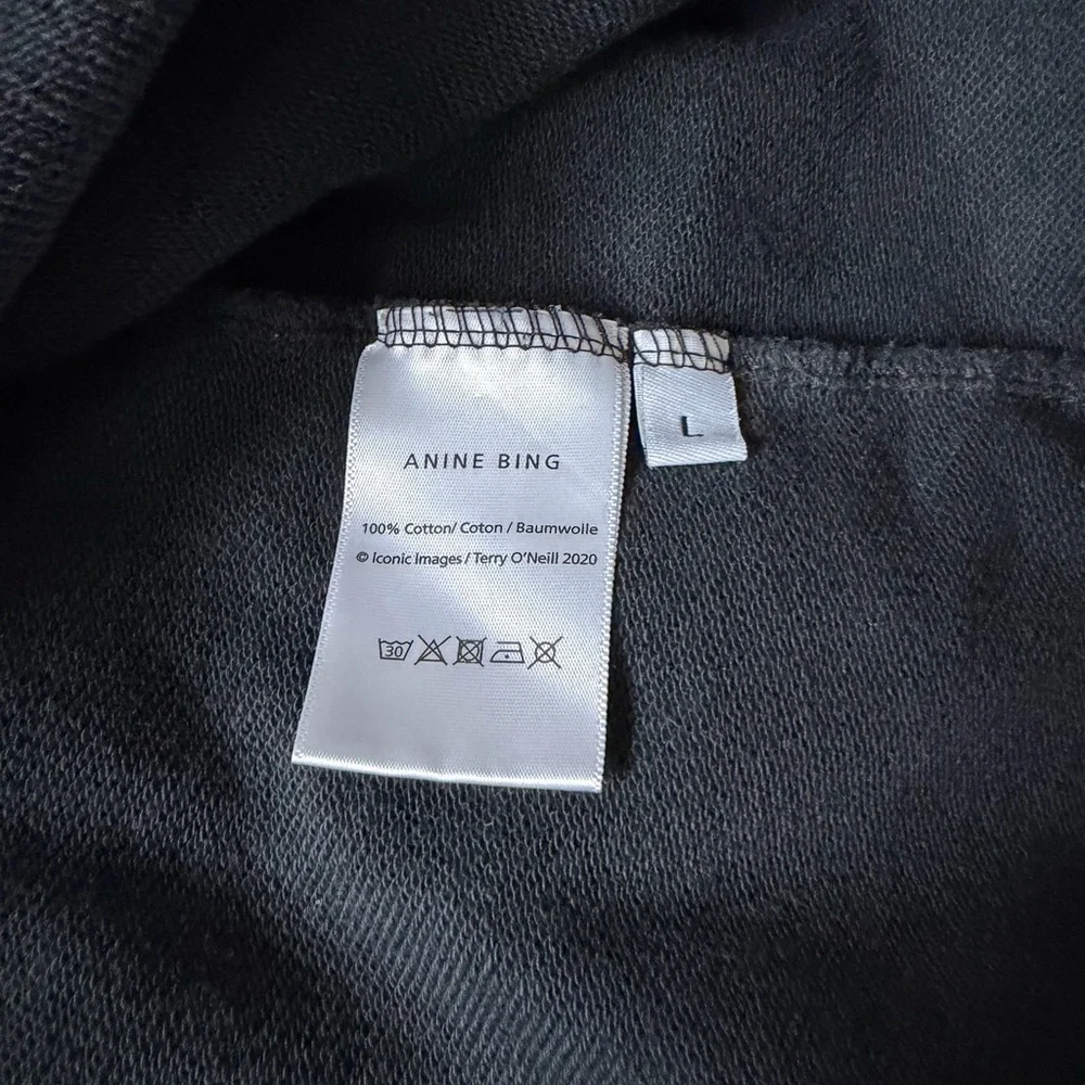 Anine Bing Tyler Cotton Logo Washed Black Crew Neck Sweatshirt-Scandi Girl Style - Picture 13 of 16